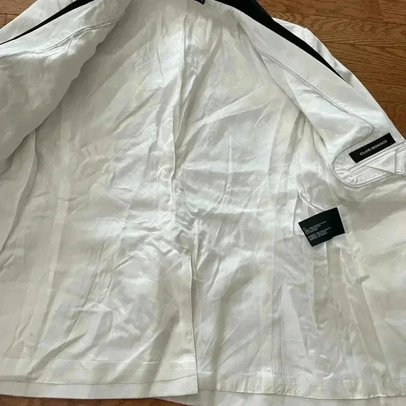 [10]Club Monaco White Cotton Black Collar Lined Single  Breasted Blazer - Picture 6 of 13